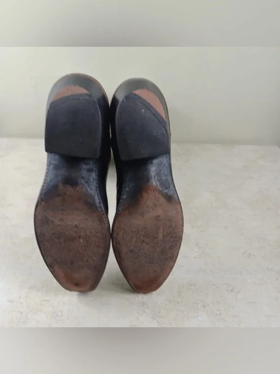 Vintage Dan Post Ostrich Leather Black Cowboy Boots, Size Men's 8.1/2 Pull-On - Picture 7 of 16